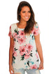 Sexy White Pink Floral Scalloped Top